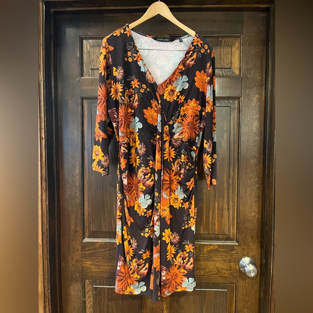 Colleen Lopez Warm Floral Ruched Dress